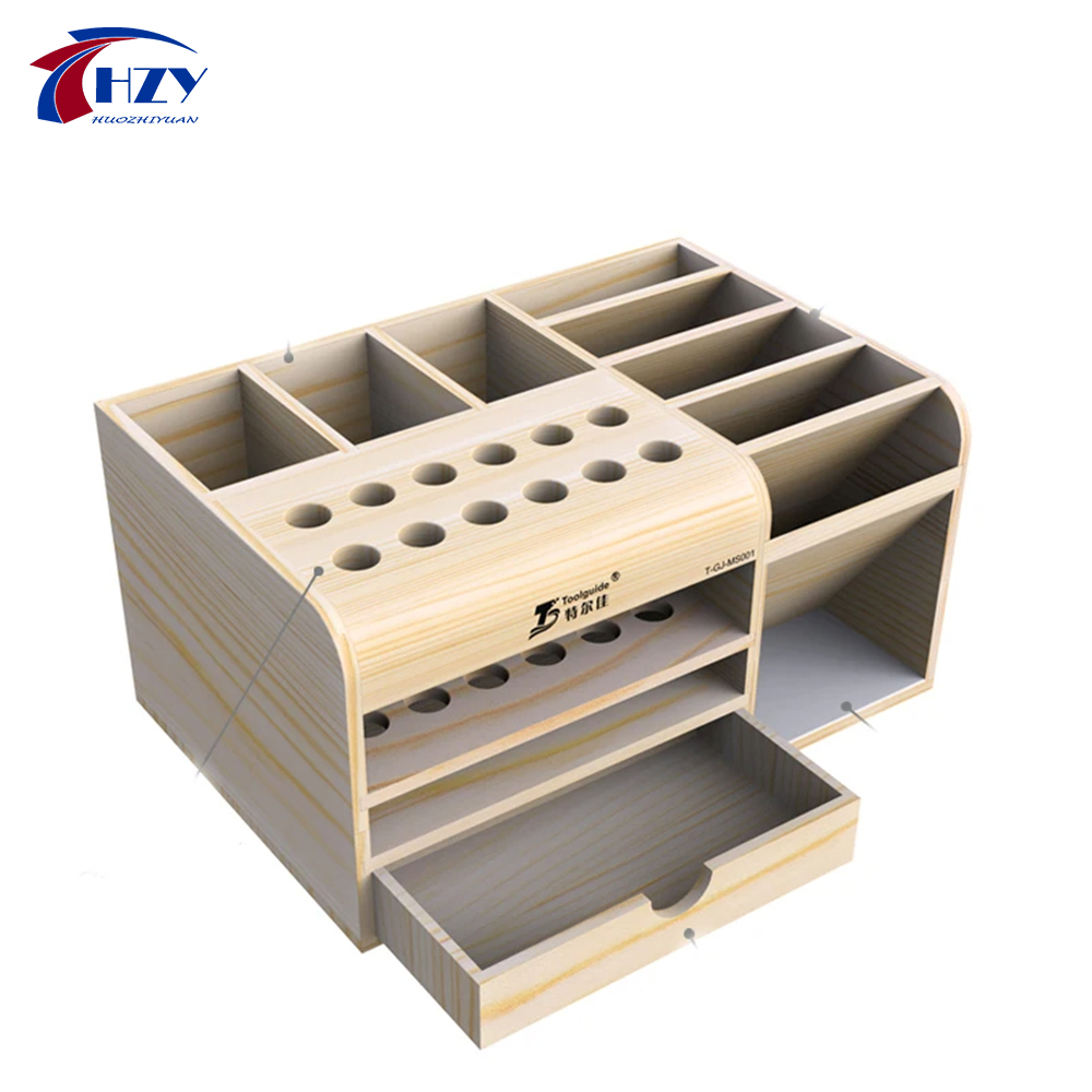 Electronics Repair Center - Toolguide Wooden Storage Box Screwdriver Tweezers